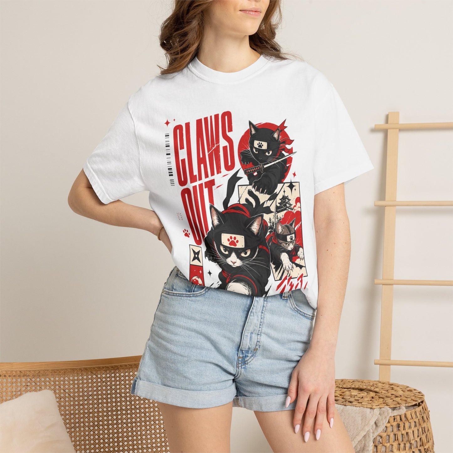Claws Out Cat Graphic T-Shirt — Retro Ninja Kitties Tee