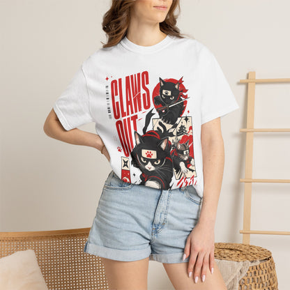 Claws Out Cat Graphic T-Shirt — Retro Ninja Kitties Tee