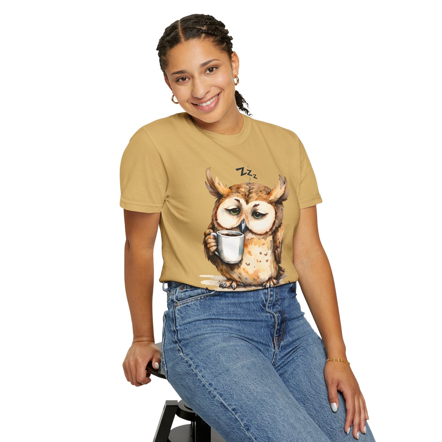 Not Ready Yet Owl T-Shirt — Cute Sleepy Owl Coffee Tee