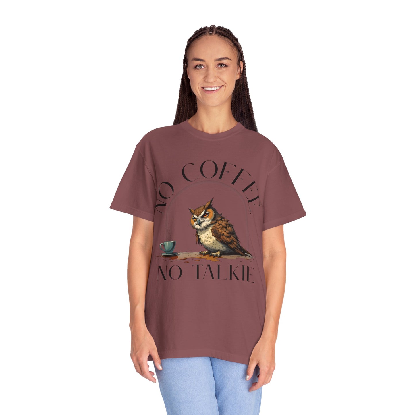 No Coffee No Talkie T-Shirt — Funny Owl Coffee Tee