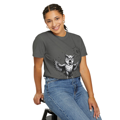 Owl Saying “No” Graphic T-Shirt — Bold Monochrome Illustration