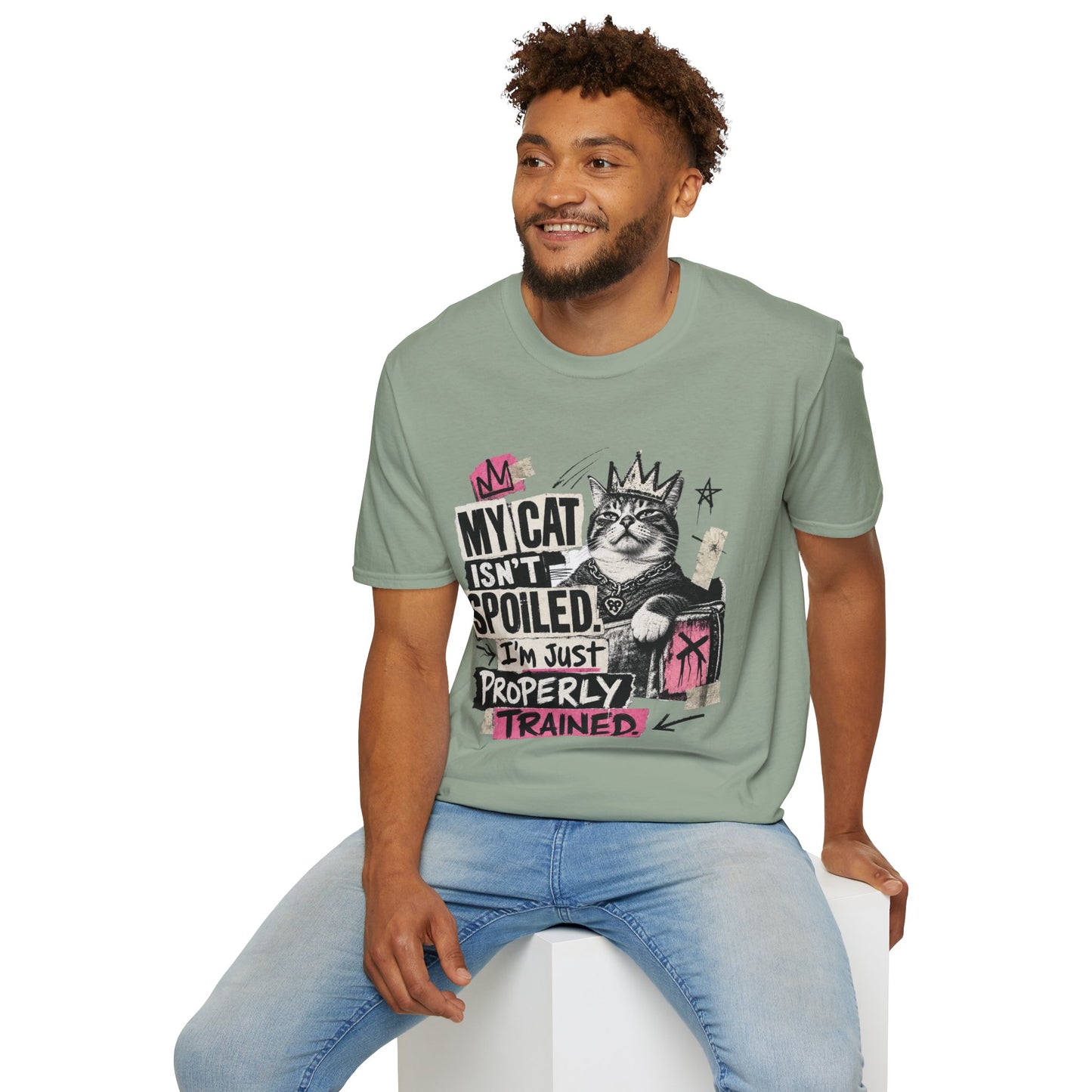 Cat T-Shirt — “My Cat Isn’t Spoiled, I’m Just Properly Trained” Graphic Tee