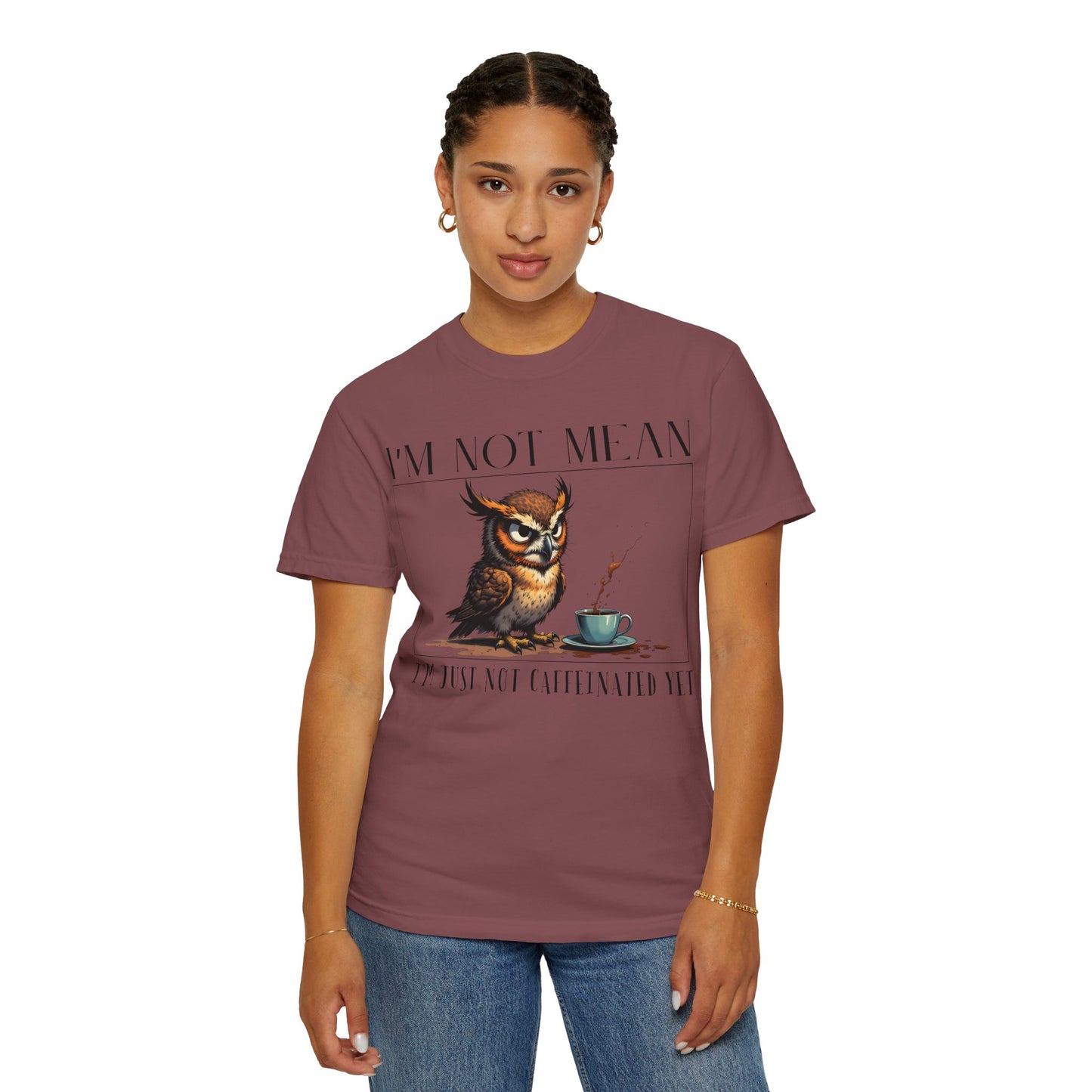 I'm Not Mean Owl T-Shirt — Funny Coffee Owl Tee for Coffee Lovers