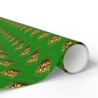 Wrapping Paper — Green Poinsettia Pattern Holiday Gift Wrap