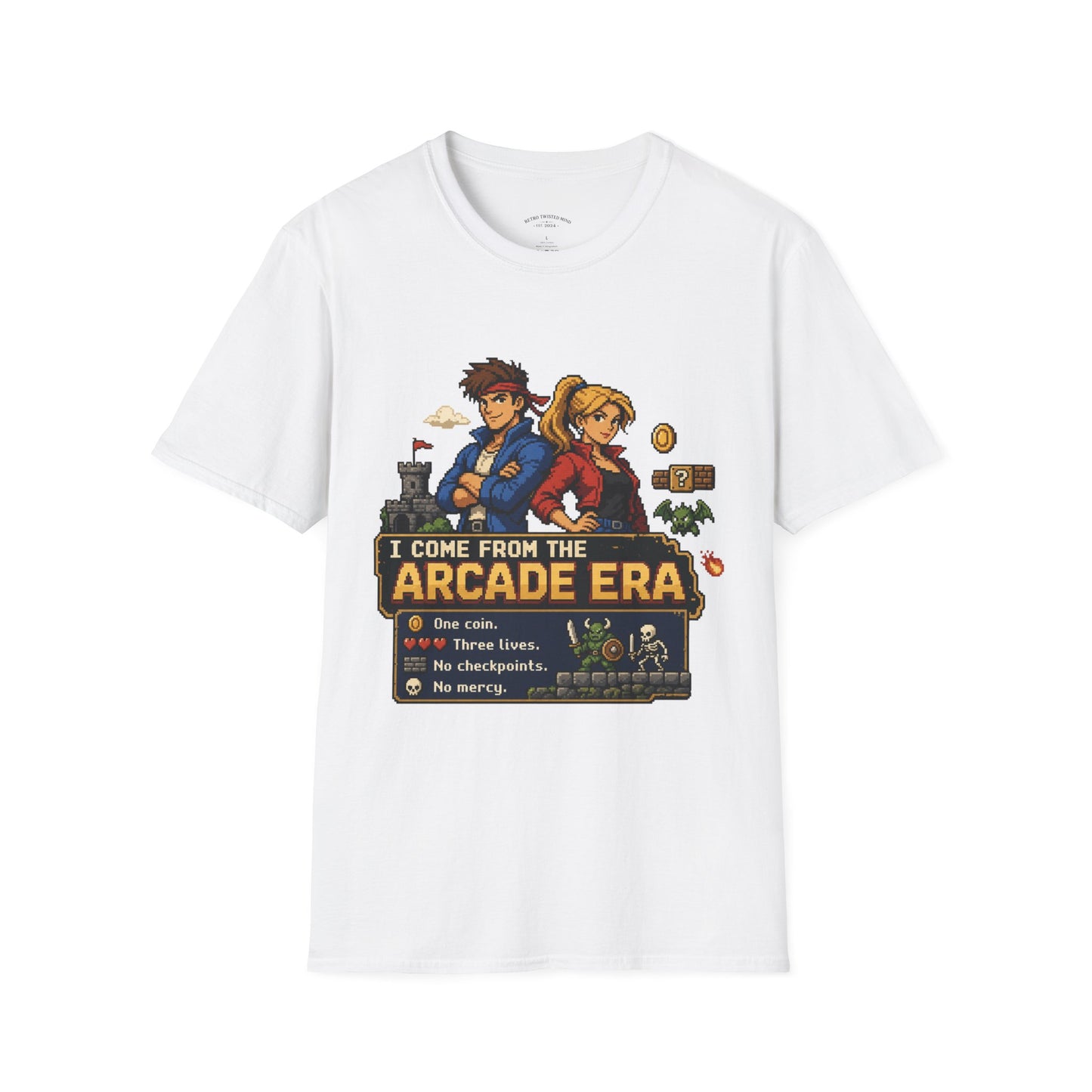 Retro Arcade Era T-Shirt — Pixel RPG Game Tribute