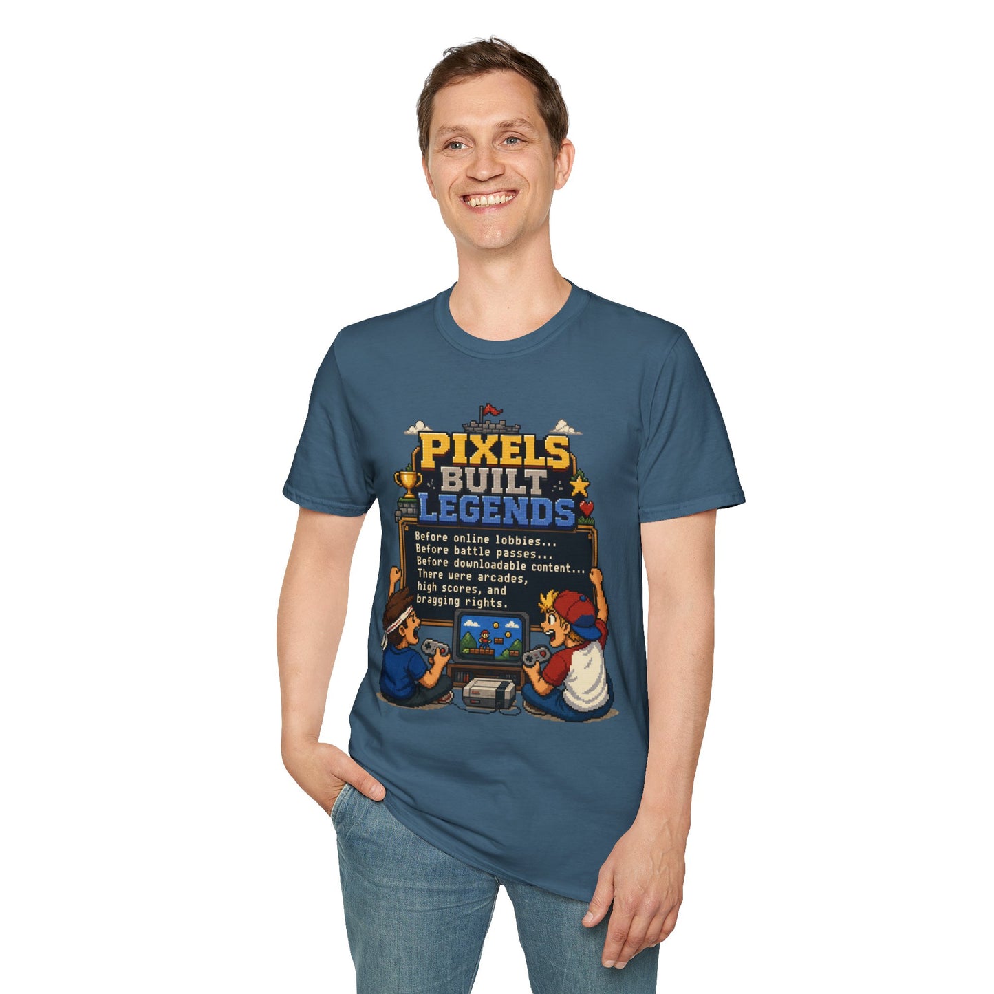 Pixels Built Legends T‑Shirt — Retro Gaming Nostalgia Tee