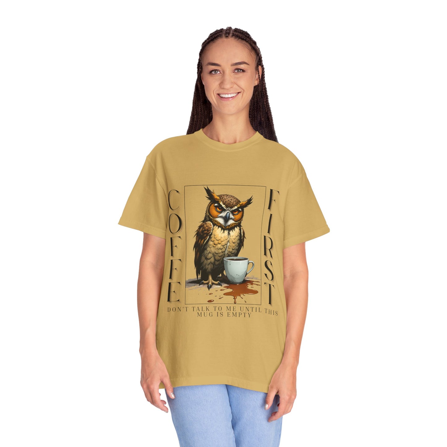 Coffee First Owl Graphic T-Shirt