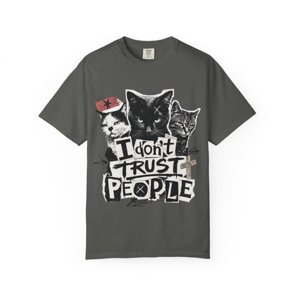 I Don’t Trust People Cat T-Shirt — Grunge Graphic Tee for Cat Lovers