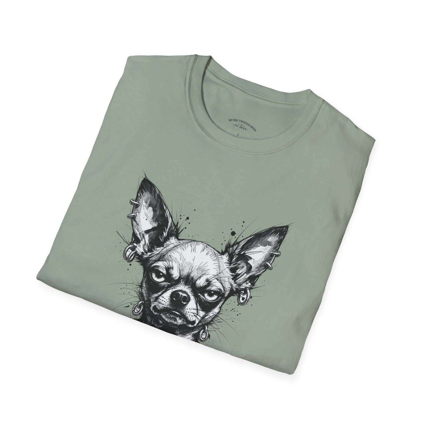 Chihuahua Portrait T‑Shirt — Expressive Black & White Dog Art Tee