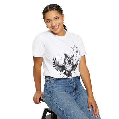 Owl Saying “No” Graphic T-Shirt — Bold Monochrome Illustration