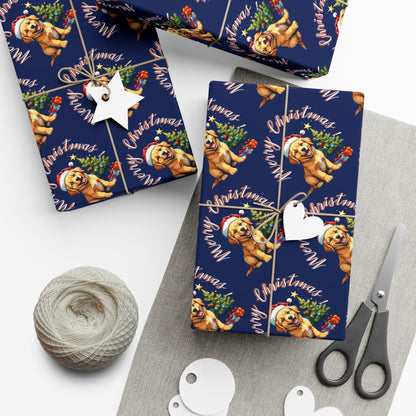 Wrapping Paper — Cute Golden Retriever Christmas Gift Wrap