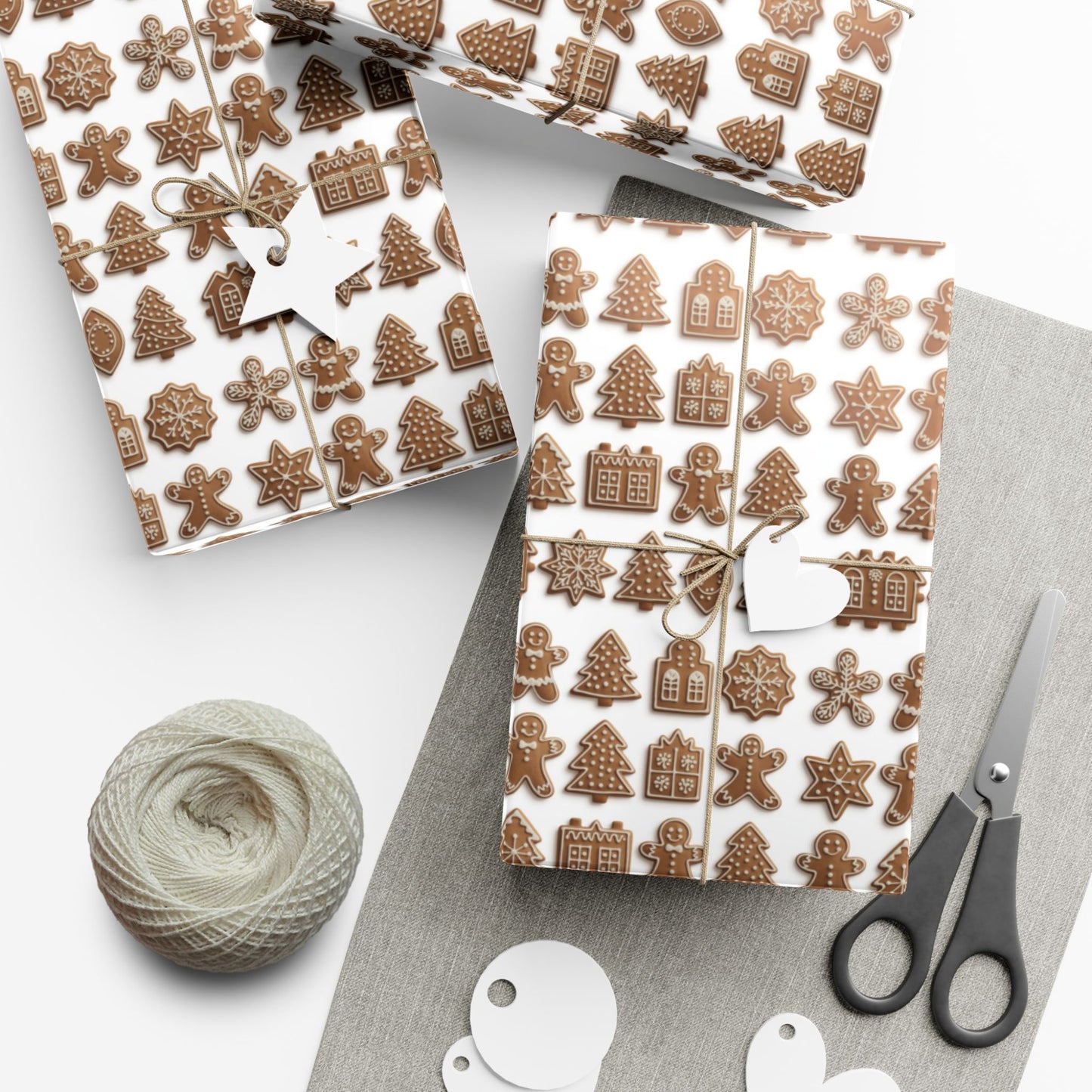 Gingerbread Pattern Gift Wrap Paper — Holiday Wrapping Sheets (Christmas Cookie Design)