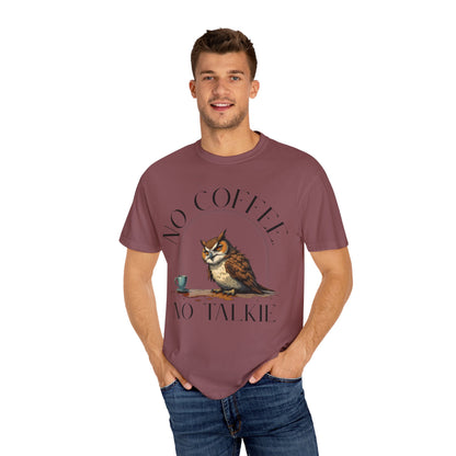 No Coffee No Talkie T-Shirt — Funny Owl Coffee Tee