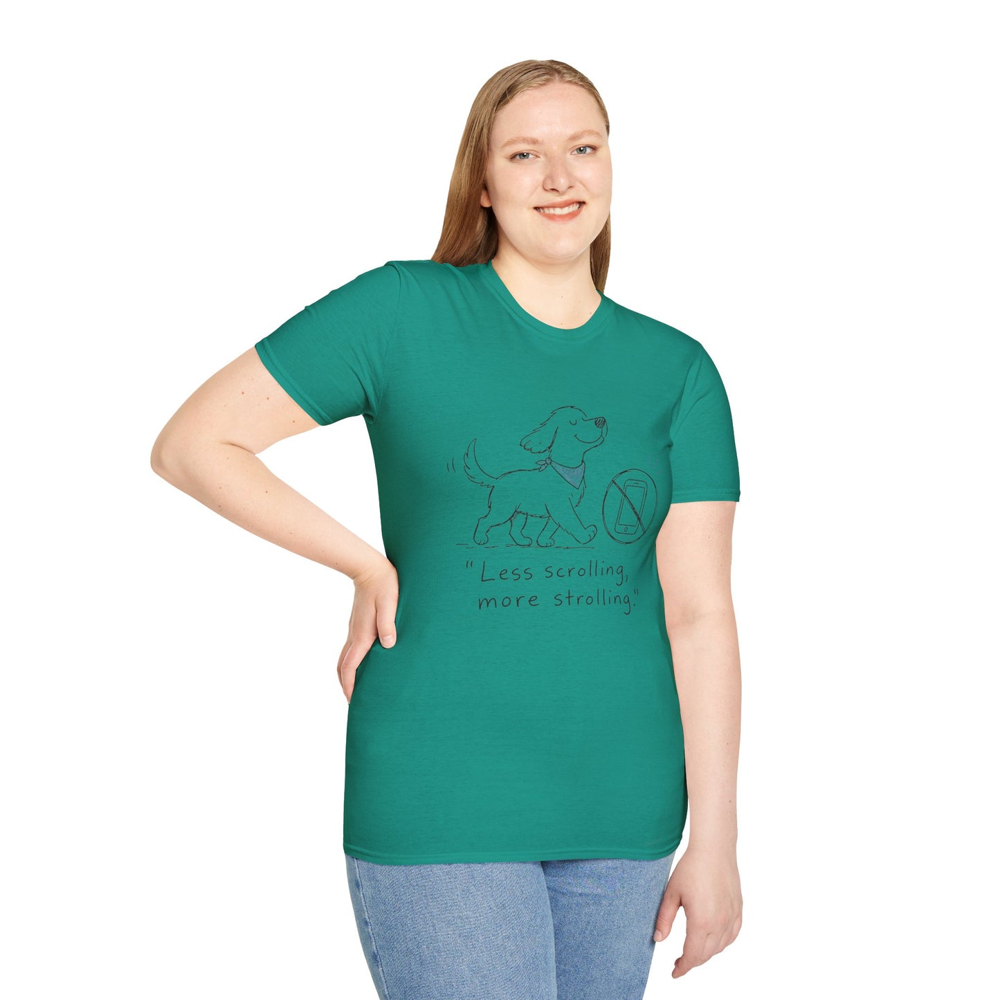Less Scrolling, More Strolling Dog T-Shirt
