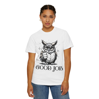 Good Job Owl T-Shirt — Thumbs-Up Retro Owl Graphic Tee