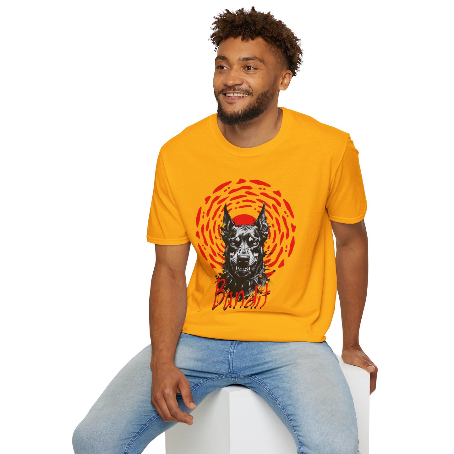 Doberman Graphic T-Shirt — Red Halo 'Bandit' Design